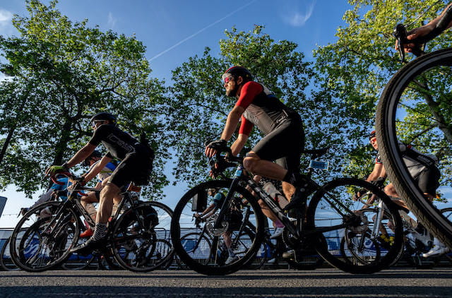 Cyclists on Embankment during Ford RideLondon 2023
