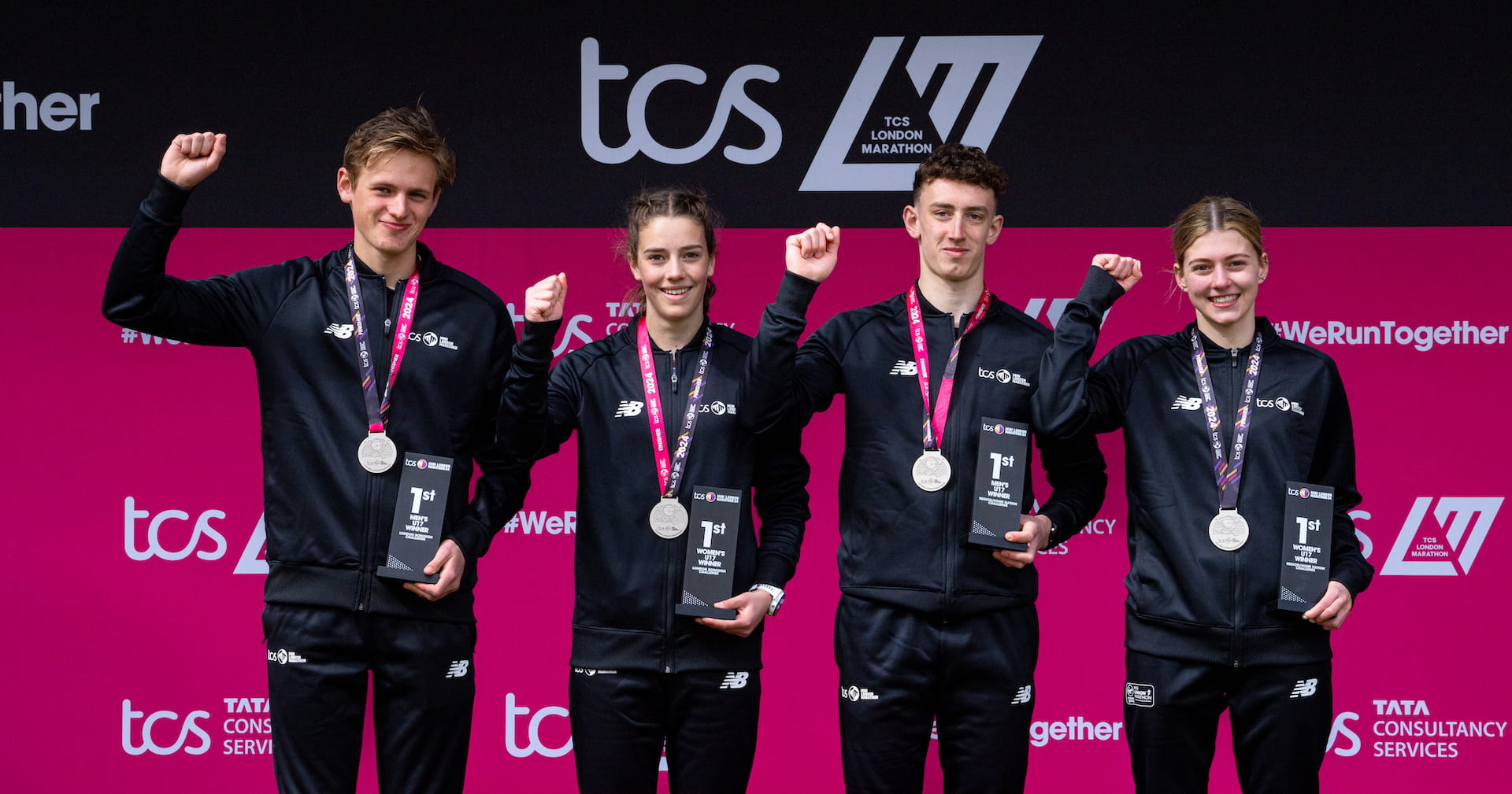 Mini London Marathon championship winners at the podium