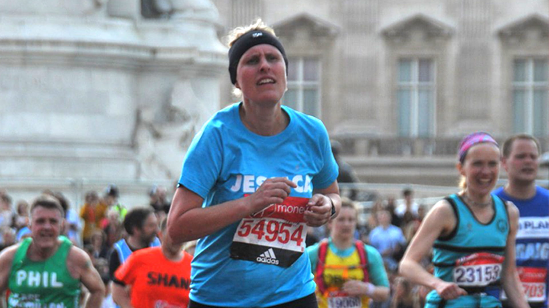 Jessica Hepburn just about to finish the London Marathon!