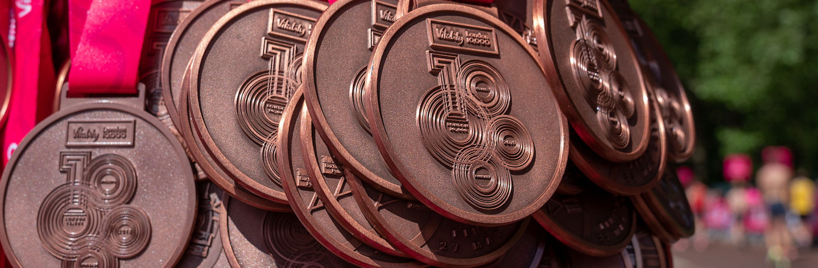 A detail of The Vitality London 10,000 medals