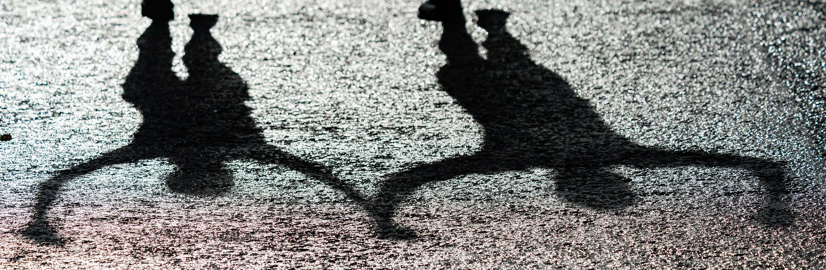 A Shadow of mass runners celebrating as they cross the finish line after completing The 2021 Virgin Money London Marathon