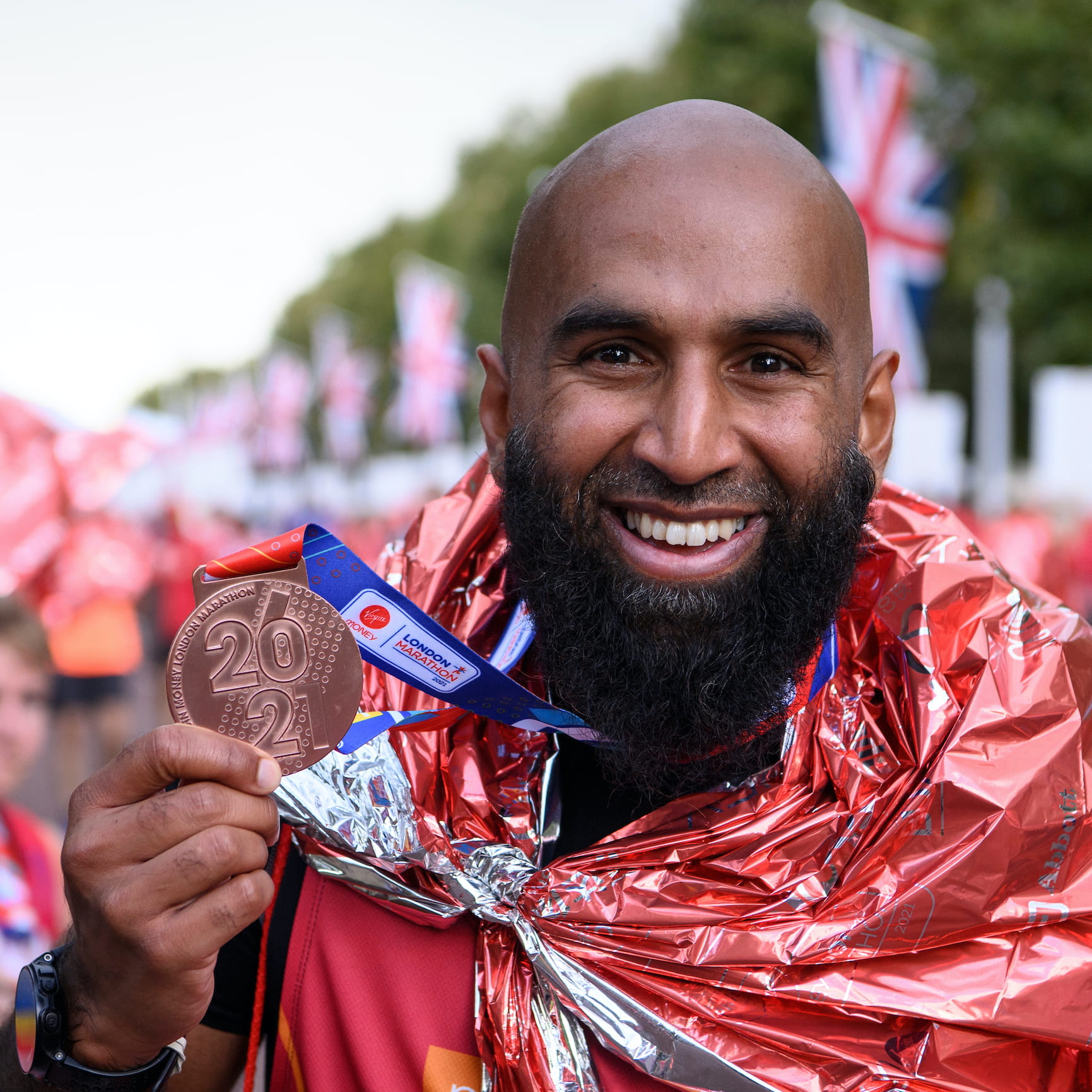 Haroon Mota with a London Marathon medal