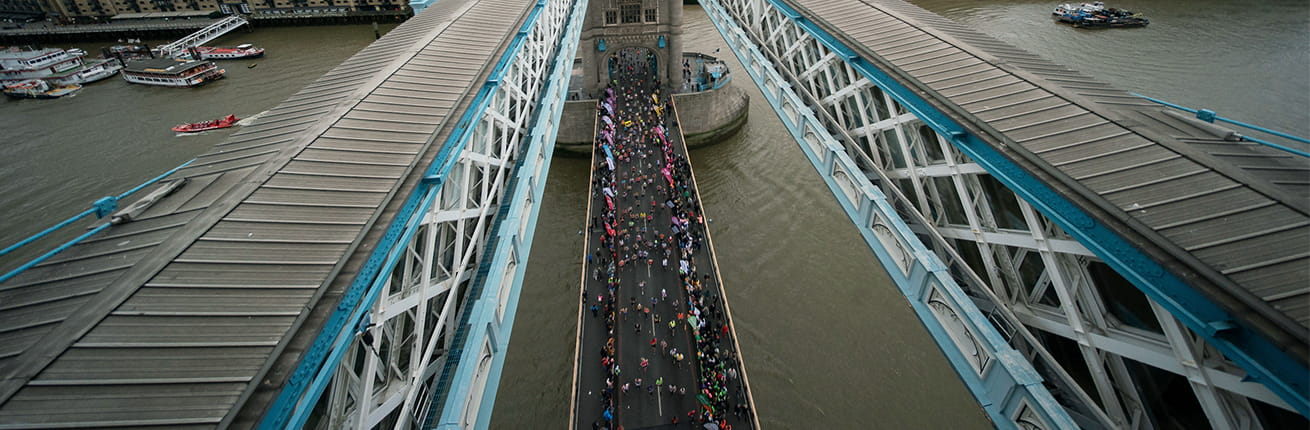 View of the race from Tower Bridge