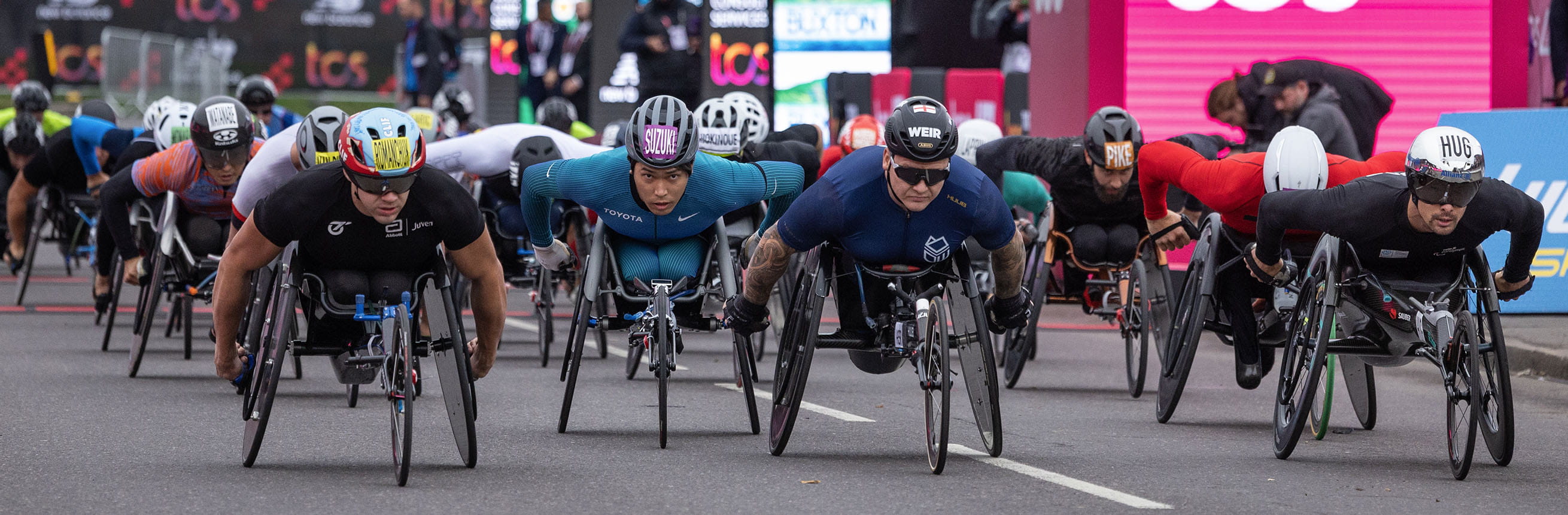 The elite men&#x27;s wheelchair field at the TCS London Marathon