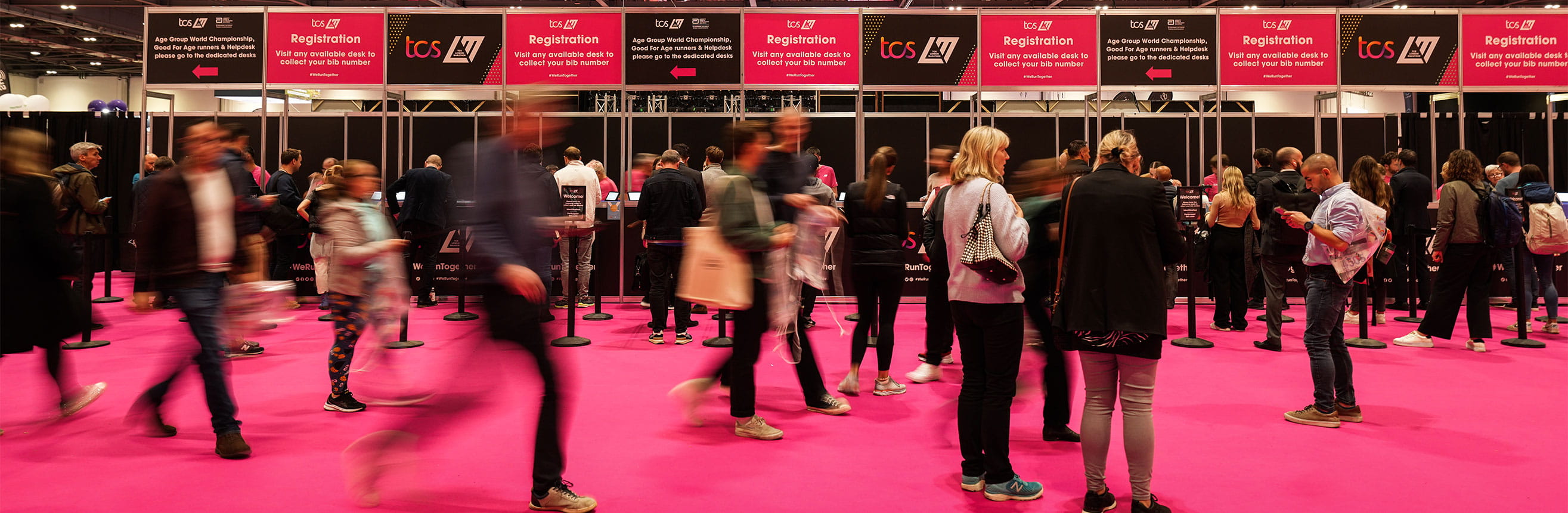 Participants collect their Event Packs at the TCS London Marathon Running Show