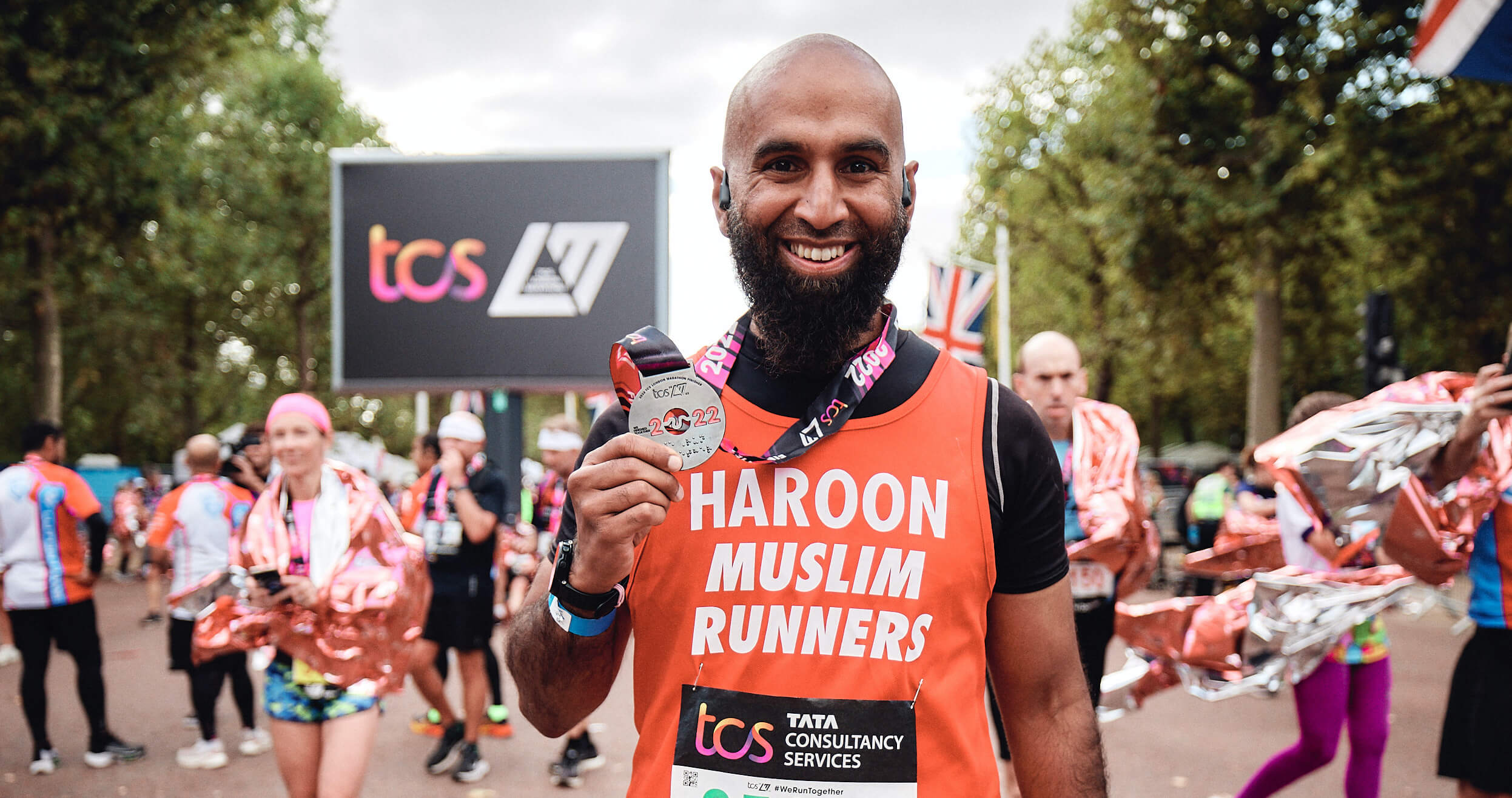 Haroon Mota at the Finish Line of the TCS London Marathon