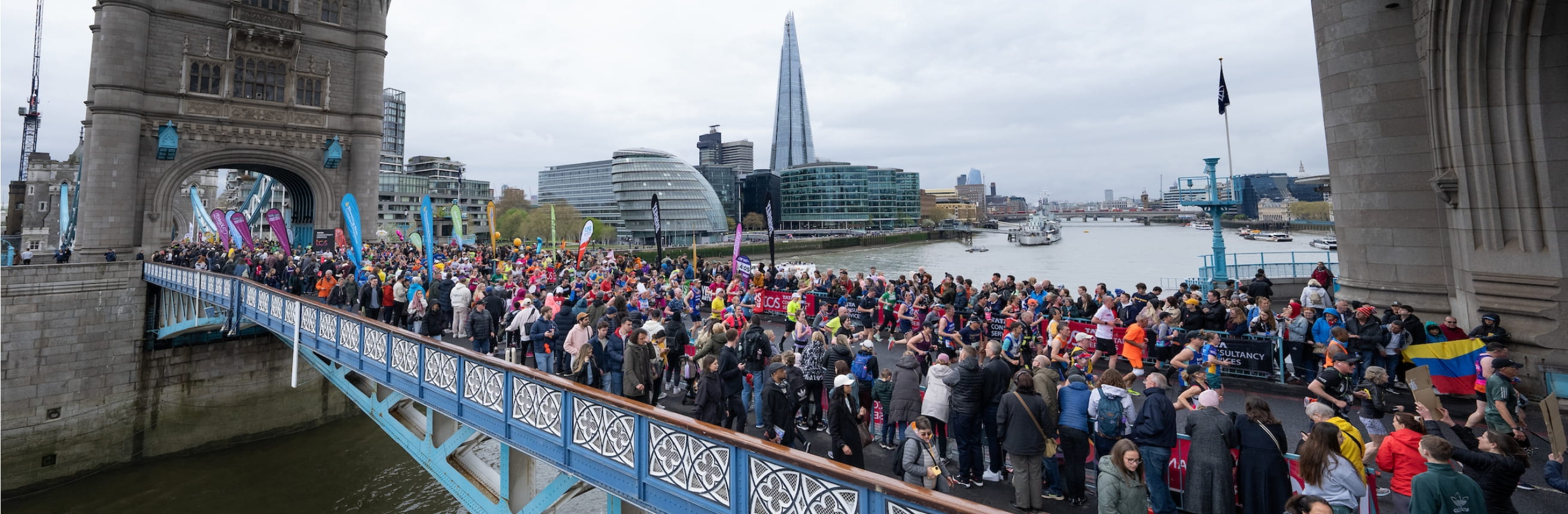 A shot of Tower Bridge during the 2023 TCS London Marathon