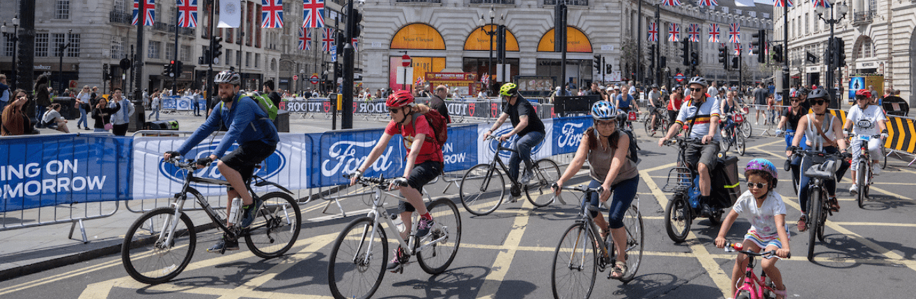 Participants at the 2023 Ford RideLondon FreeCycle