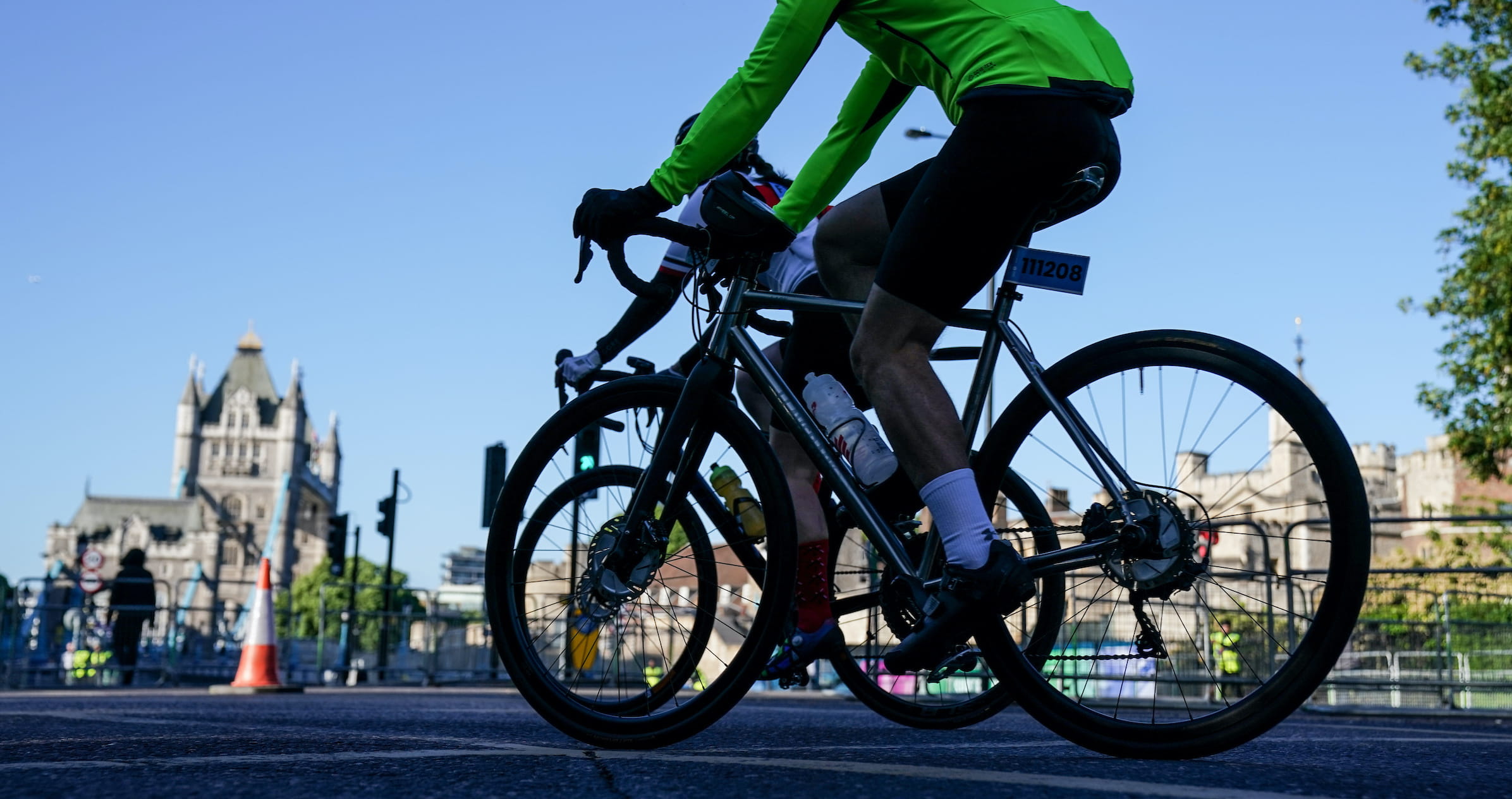 A close-up of a cyclist in London