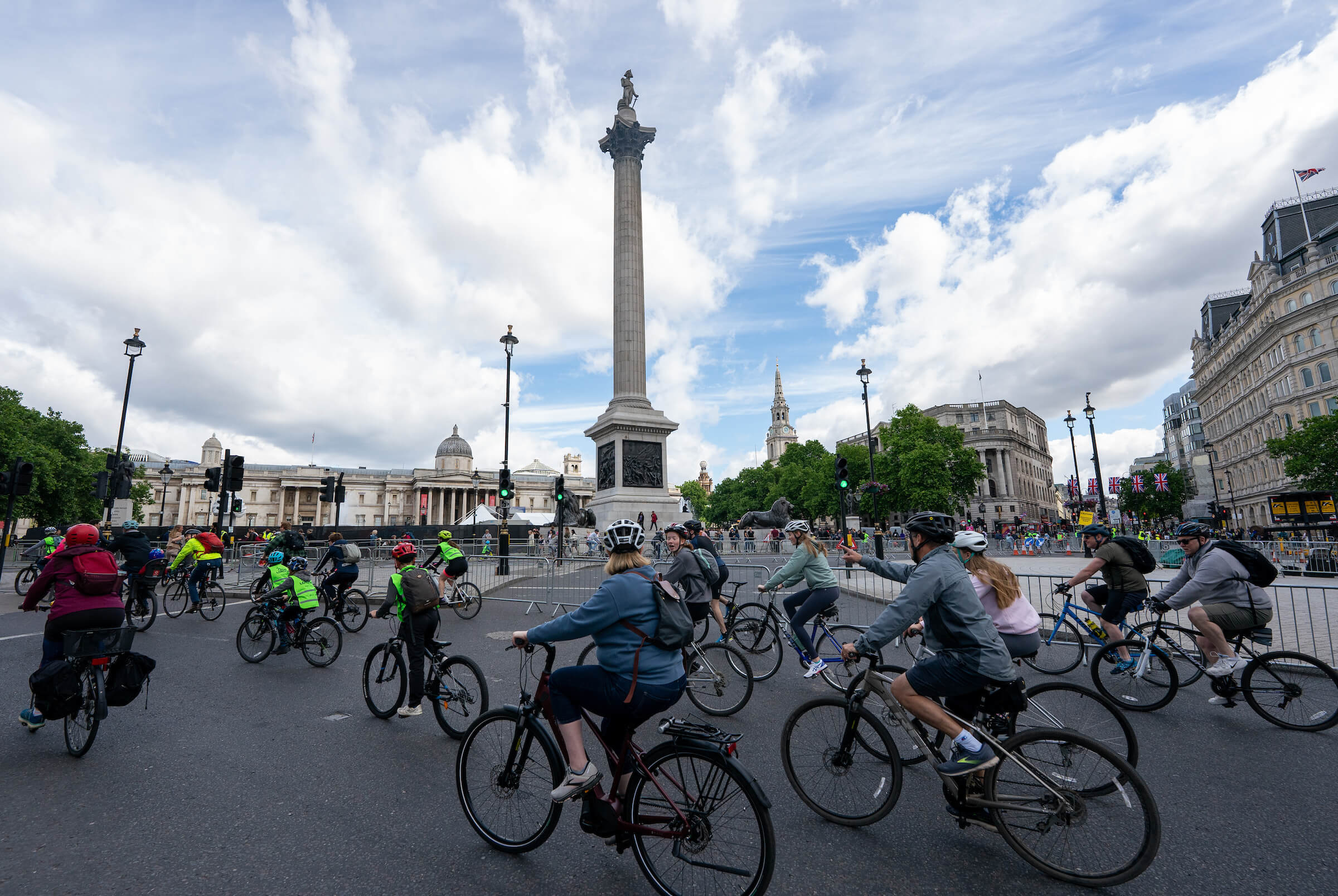 A group of riders at Trafalgar Square