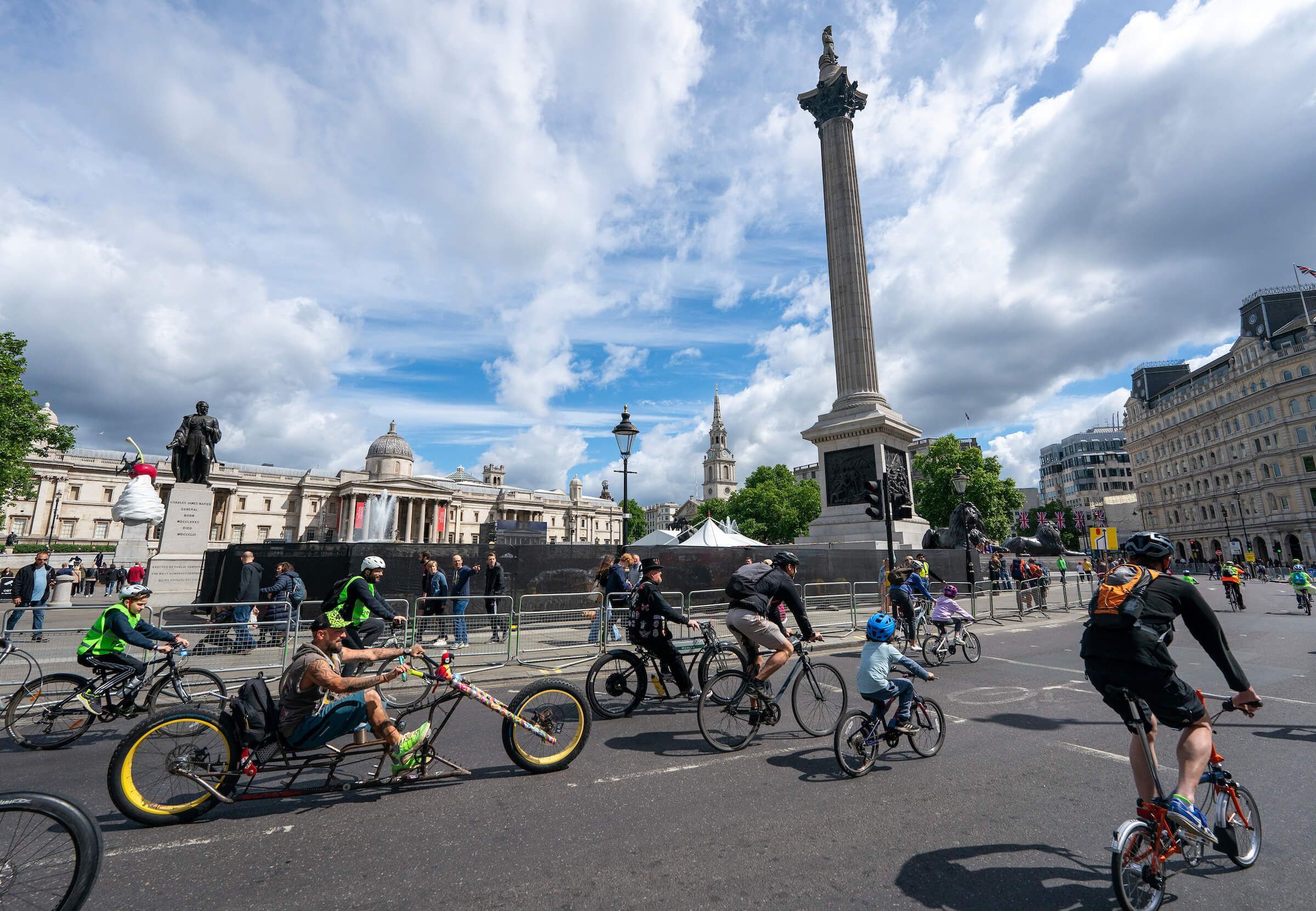 A group of riders at Trafalgar Square