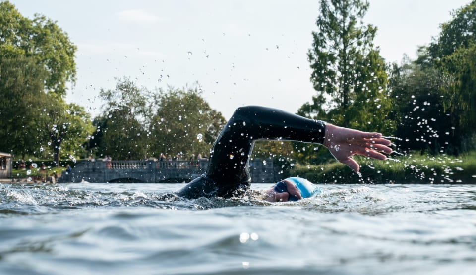 A swimmer swimming in the Serpentine &quot;