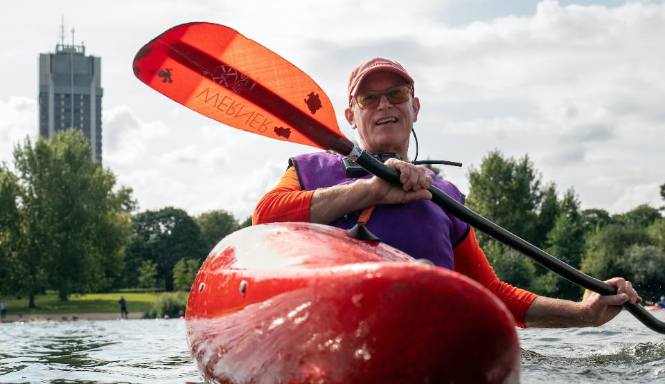 A man canoeing on the Serpentine