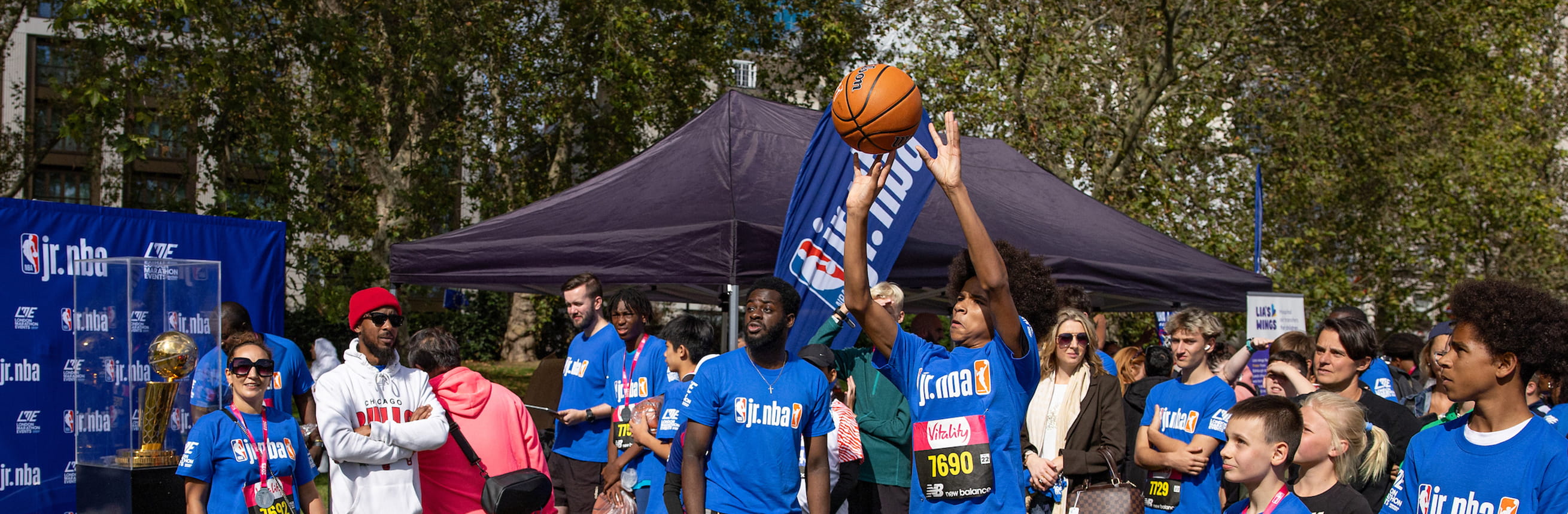 Child shooting a basketball