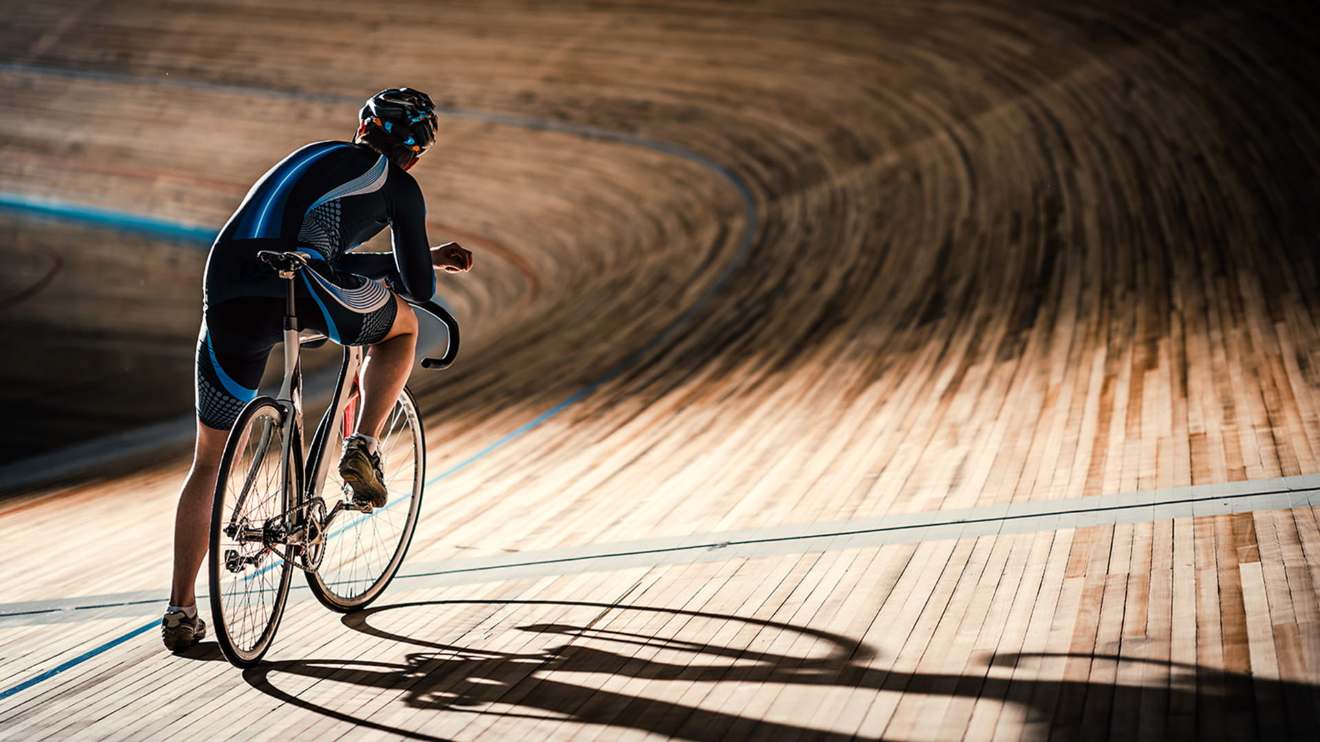 Cyclist at a velodrome 